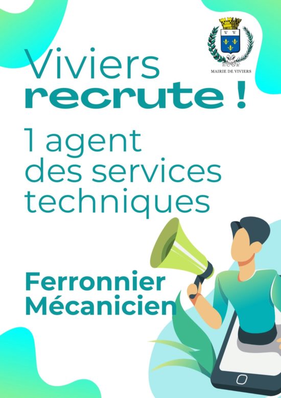 OFFRE D'EMPLOI - 1 agent des services techniques, spécialité ferronnerie et mécanique