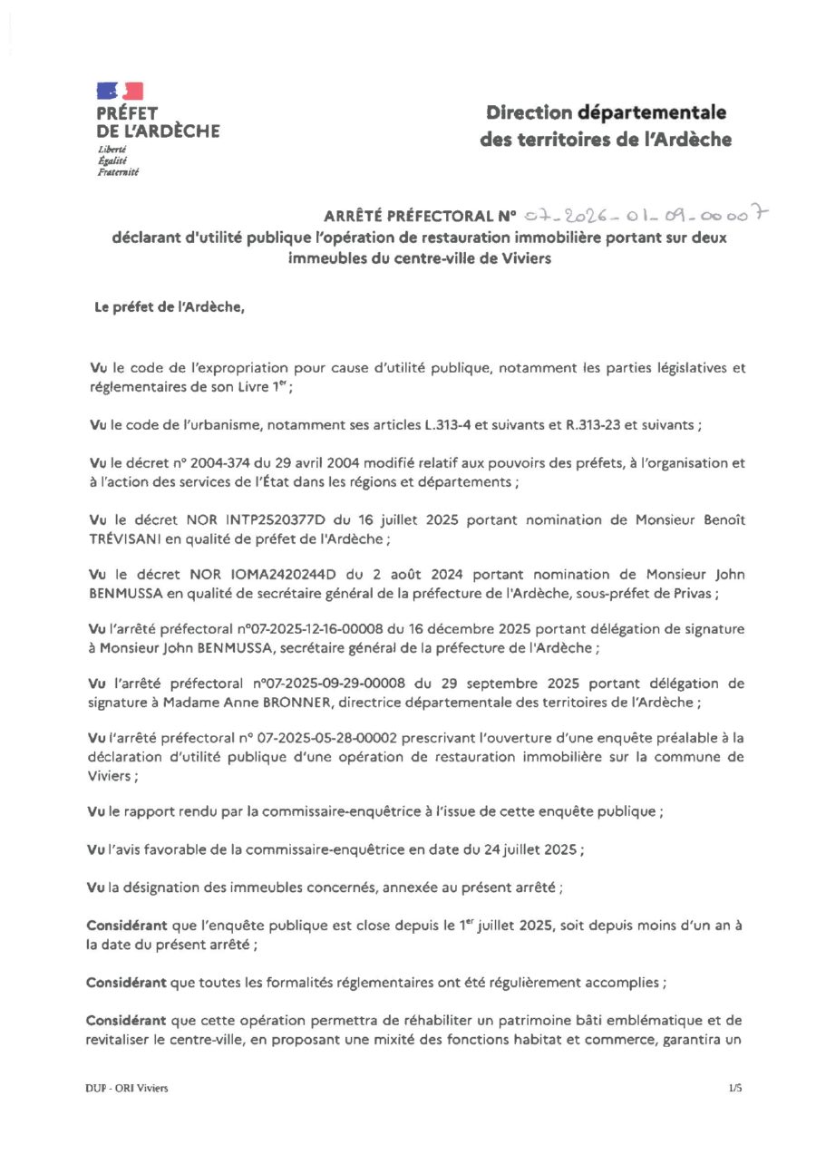 Déclaration d'utilité publique / Opération de restauration immobilière