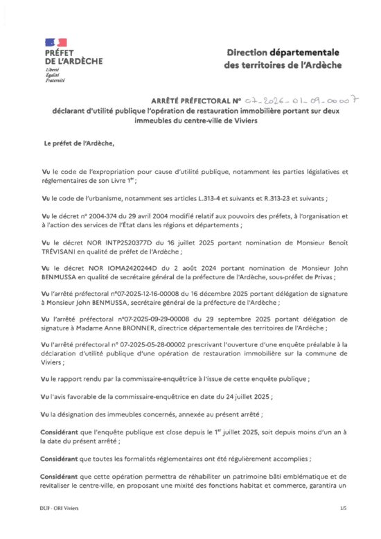 Déclaration d'utilité publique / Opération de restauration immobilière