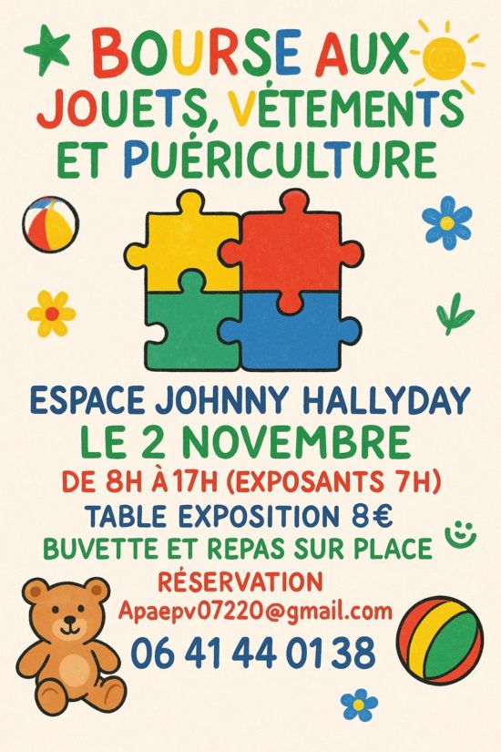 Bourse aux jouets, vêtements et puériculture