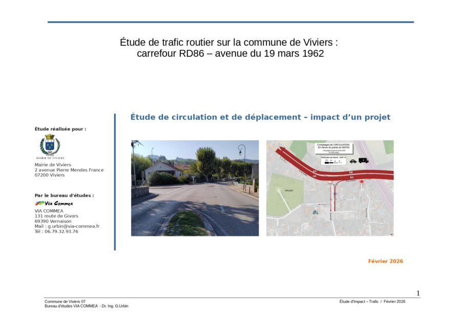 Etude de circulation et de déplacement / Carrefour RD86 - avenue du 19 mars 1962