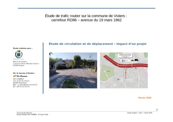 Etude de circulation et de déplacement / Carrefour RD86 - avenue du 19 mars 1962